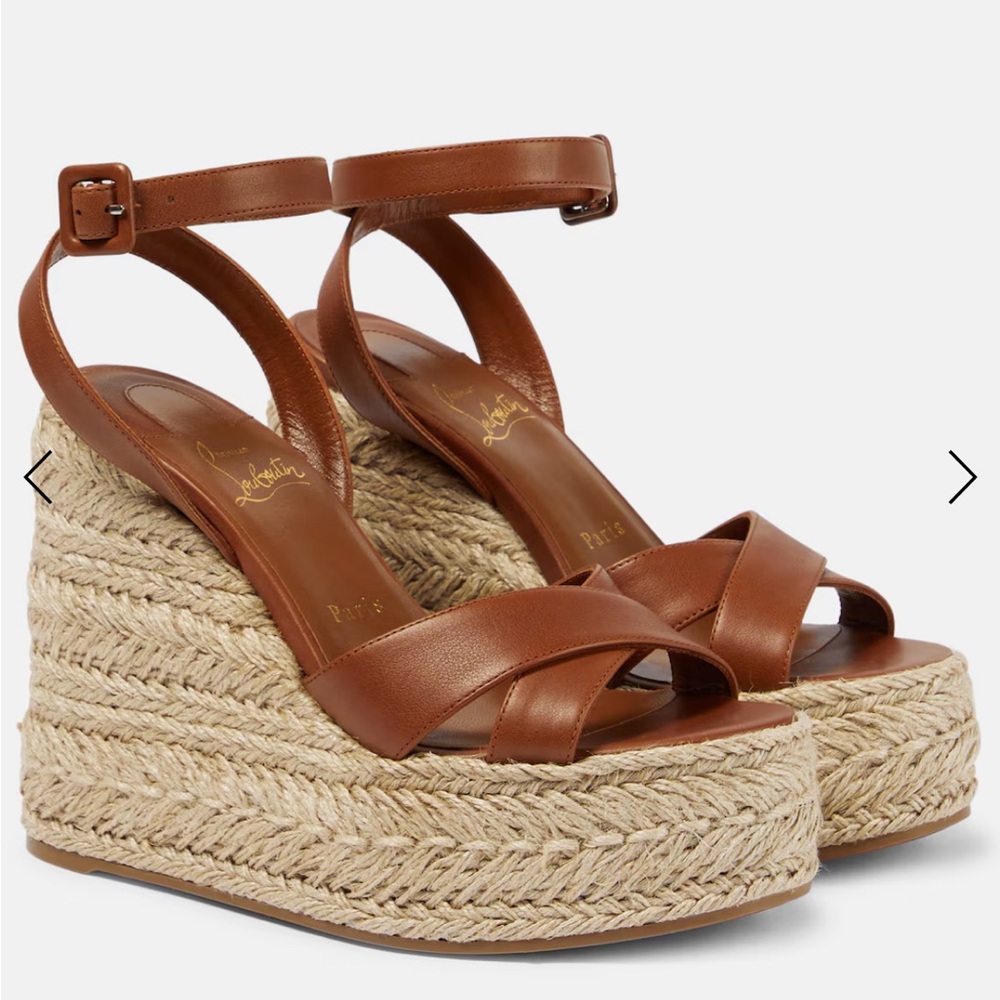 Christian Louboutin Tan Espadrille Wedges